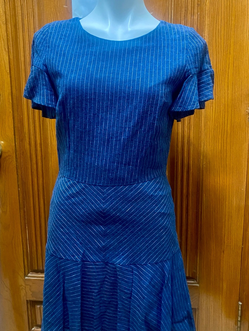 Banana Republic Navy Pinstripe Midi Dress